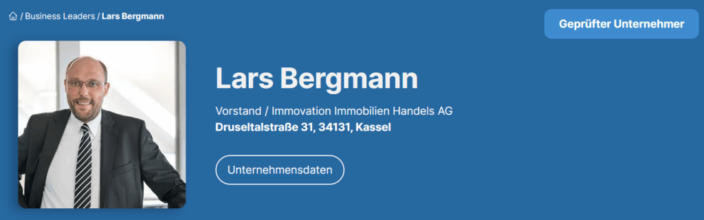 Lars Bergmann - Vorstand / IMMOVATION Immobilien Handels AG (Business-Leaders)